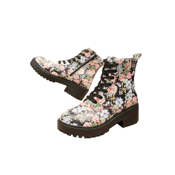 Ankle Boots Women Floral Printing Design Fashion Design Autumn Winter Warm Casual Outdoor Boot 